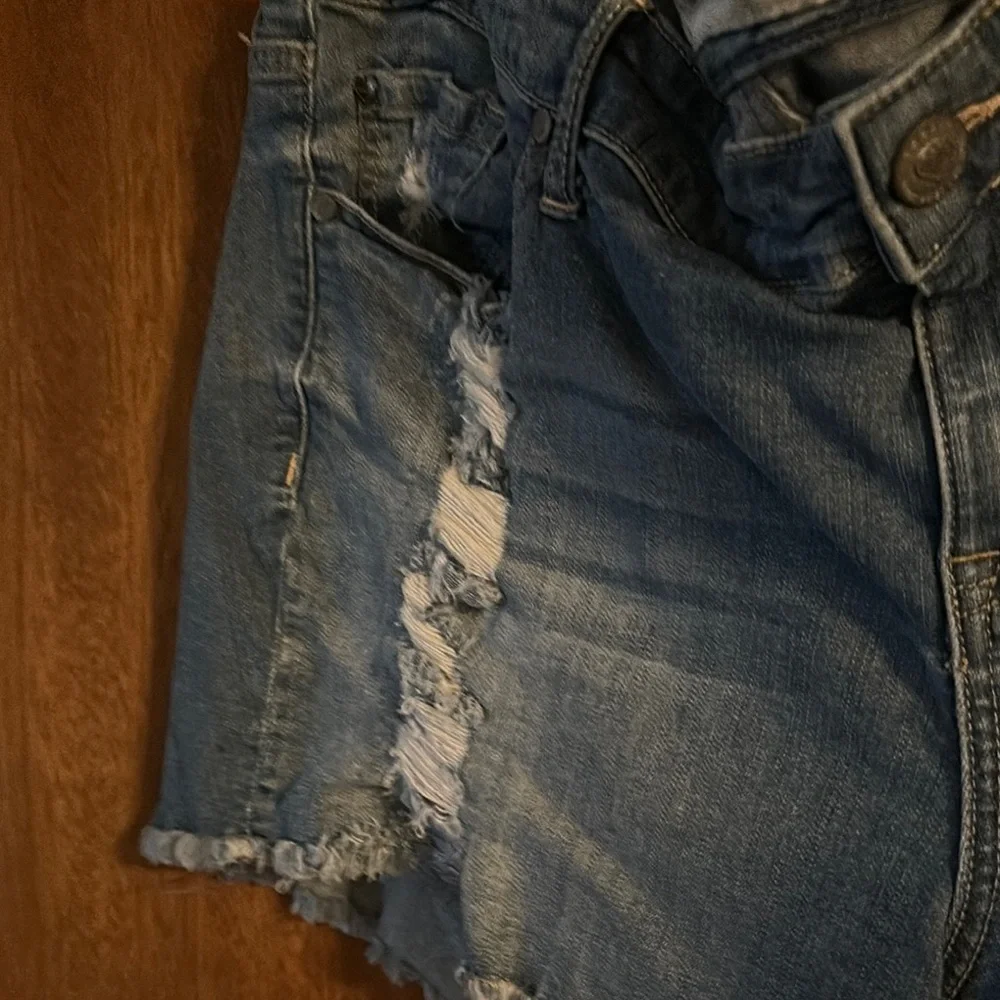 Torrid Blue Distressed Jean Shorts Frayed Hem - Picture 4 of 8